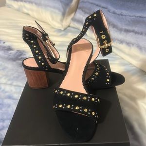 Jcrew black studded penny sandals new with tags in box